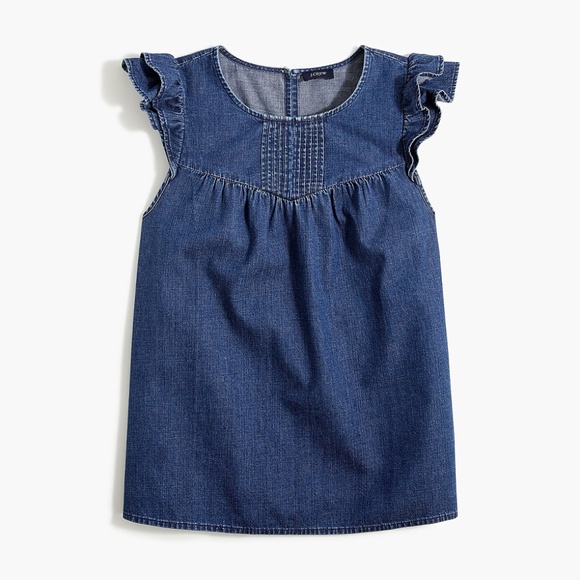 J. Crew Factory | Chambray pleated ruffle top - Picture 1 of 5